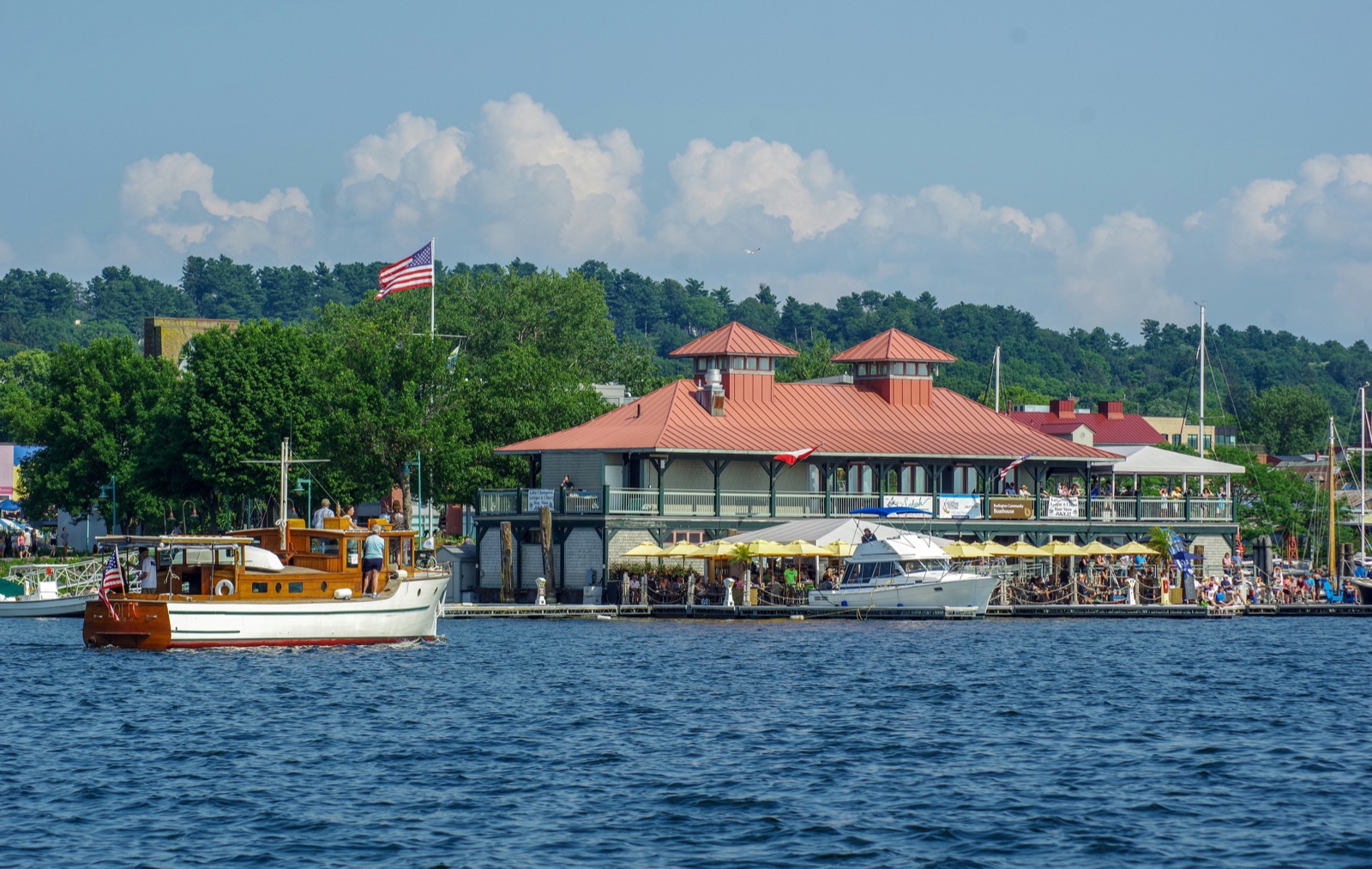 Boats and the Community Boathouse on Lake Champlain in Burlington, Vermont